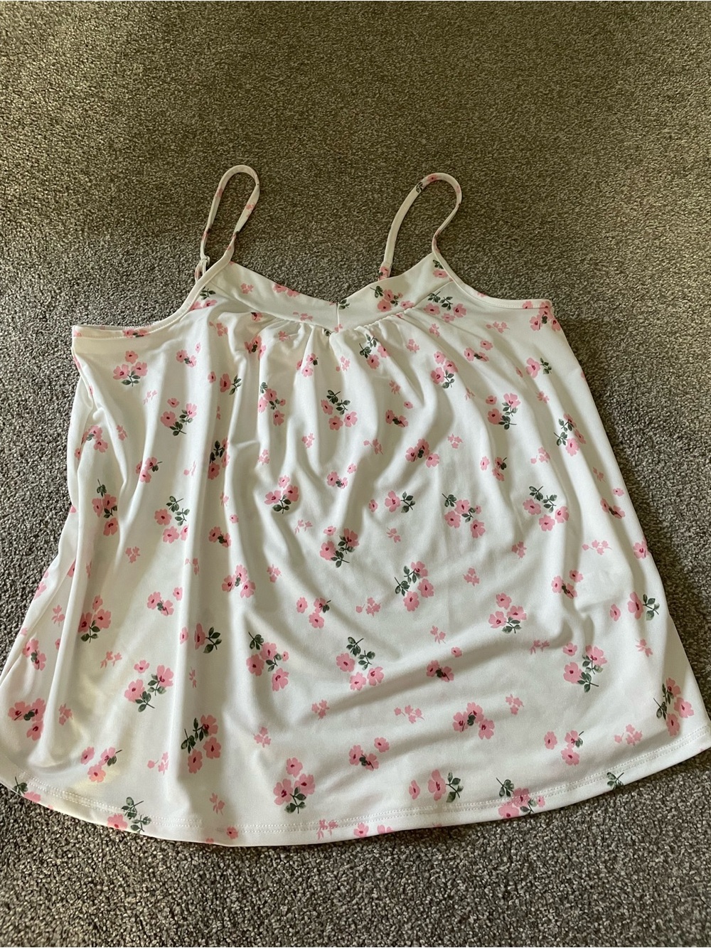 Pulse White Floral Spaghetti Strap Tank Top - Pink Blossoms